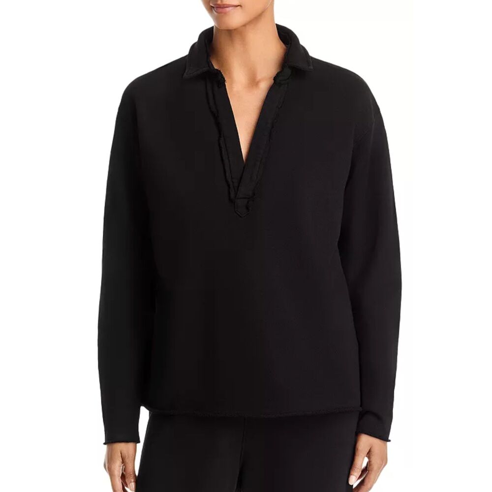 Frank & Eileen Patrick 100% Cotton Collared Sweatshirt Black Size Medium
